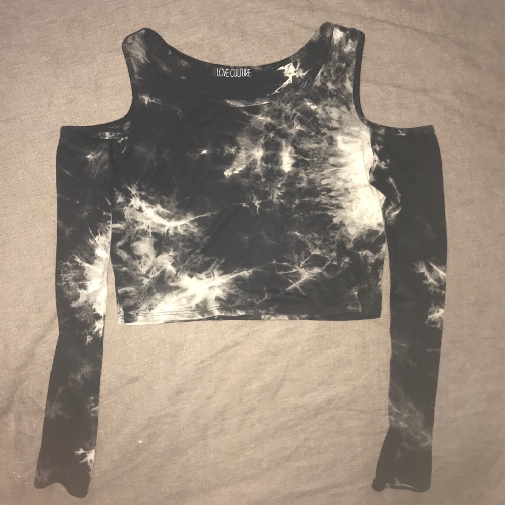 Distressed/tie-dye crop top